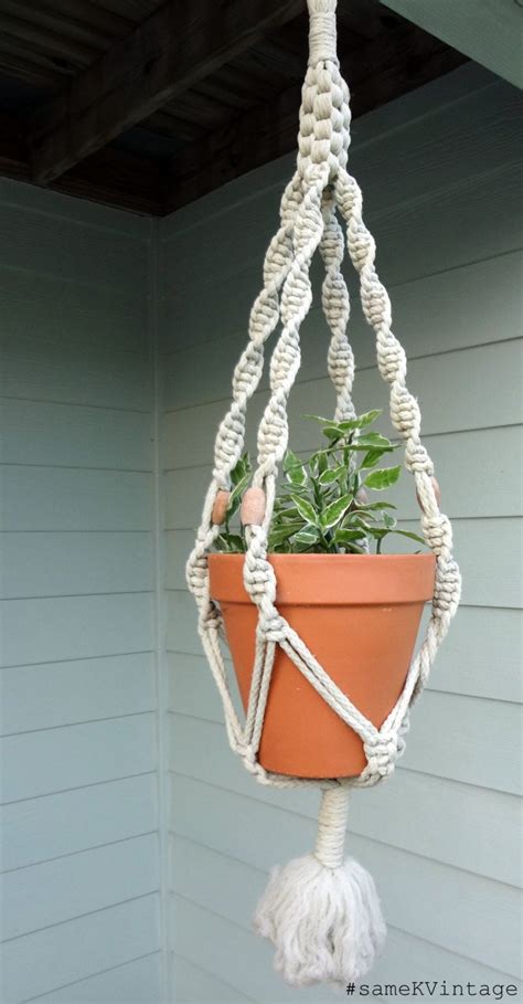 Vintage Macrame Plant Hanger S Wooden Beads Macrame Plant Hanger