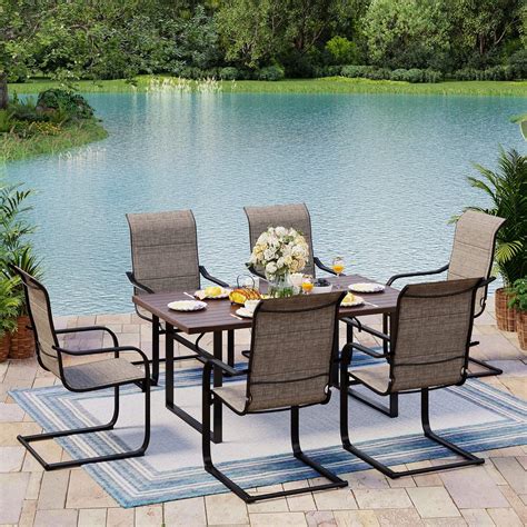 Amazon MIXPATIO 7 Piece Outdoor Dining Set 6 Textilene C Spring