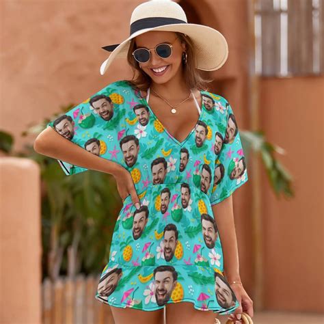 Custom Face Bikini Cover Ups Funny Photo Cover Up Dress Personalized Swimwear Cover Ups