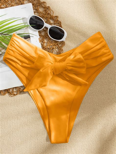 Knot Front High Waisted Bikini Panty Shein Usa