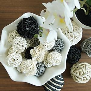 Qingbei Rina Black Decorative Balls Assorted Wicker Rattan Balls Bowl