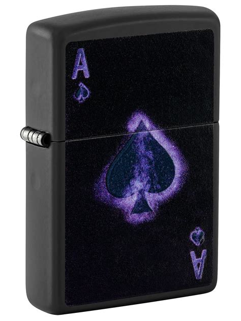 Zippo Lighter Ace Of Spades Blacklight Black Matte 81576 Lucas Lighters