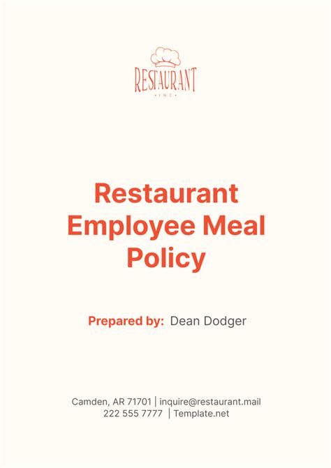 Free Restaurant Employee Meal Policy Template - Edit Online & Download ...