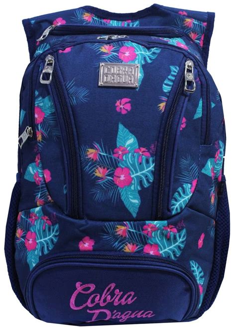 Mochila Bolsa Escolar Feminina Juvenil Impermeável Costas Floral Grande Lançamento Cobra DÁgua