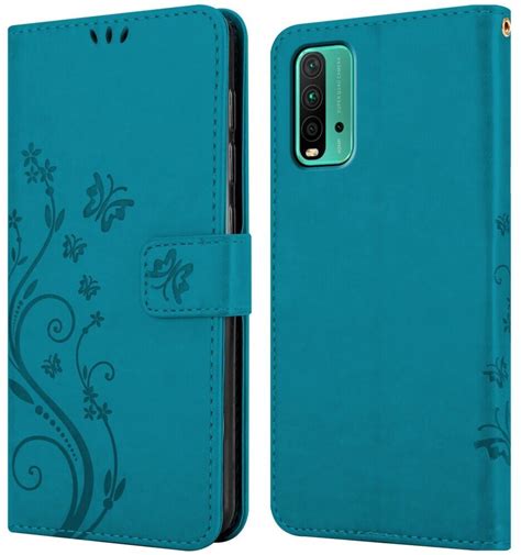 Cadorabo Flower Book H Lle Xiaomi Redmi T Blau Ab