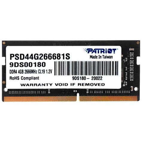 Memoria Ram Para Notebook Patriot Signature Line DDR4 4GB 2666MHZ