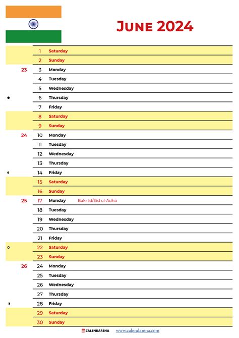 June 2024 Calendar India