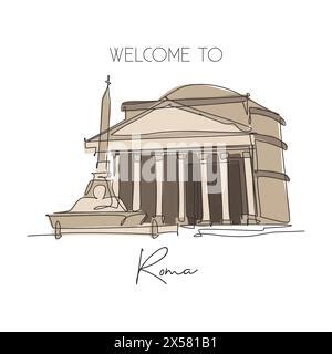 Pantheon One Line Drawing Vector Illustration Popular Place In Paris