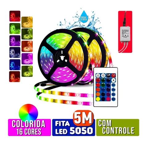 Fita Led Rgb 5050 Rolo 5m 300 Leds Prova Dágua Controle Mercadolivre