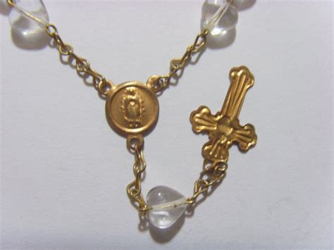 Vintage Catholic Decade Chaplet Rosary Clear Heart Lady Of Guadeloupe