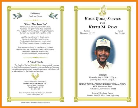 Free Printable Obituary Templates Blank Funeral Program With Regard To ...