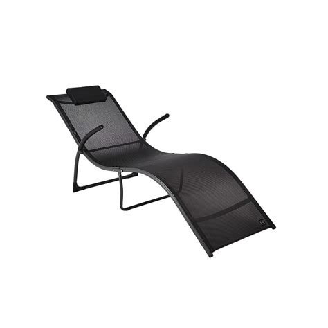 Складной садовый шезлонг GoGarden ACADIA 183x55x70 см, черный 50312 ...