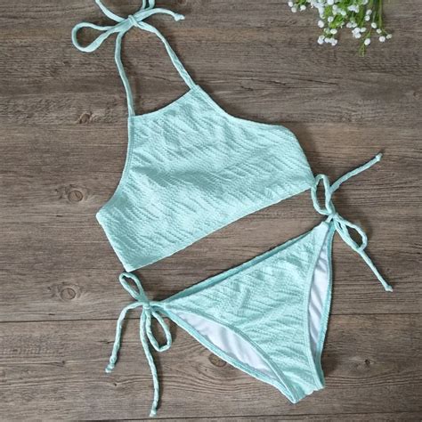 Sexy Micro Lace Bikini Swimwear Women Patchwork Swimsuits Push Up Low Waist High Neck Bikinis