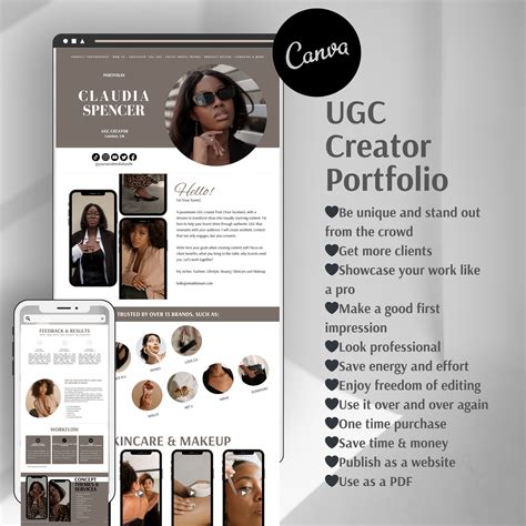 Plantilla De Portafolio De Ugc Canva Para Creador De Contenido Etsy