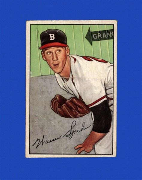 Bowman Set Break Warren Spahn Low Grade Crease Gmcards Ebay