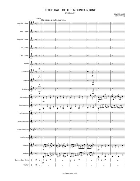 In The Hall Of The Mountain King Brass Band Sheet Music For Tuba