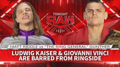 Gunther Vs Matt Riddle Wwe Raw En Espa Ol Youtube