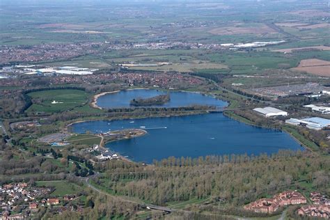 Aerial Of Willen Lake In Milton Keynes