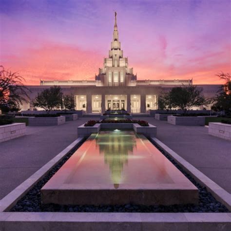 Phoenix Temple Reflecting Pool Sunset Vertical - LDS Temple Pictures