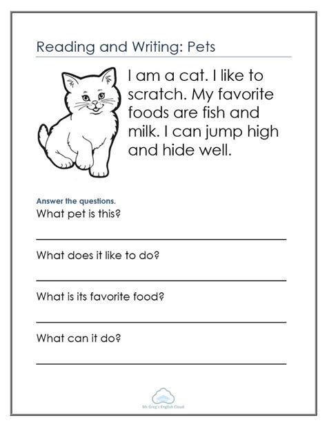 Reading Pets Reading Comprehension Kindergarten Reading