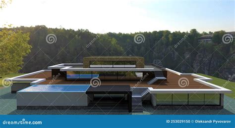 A Bird S Eye View Of A Luxury Villa Spacious Wooden Decks Pool On The