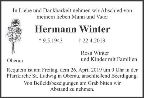 Traueranzeigen Von Hermann Winter Trauer Merkur De