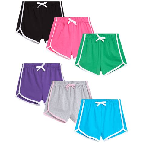 Dreamstar Girls 6 Pack Dolphin Gym Shorts Comfort Fit Active