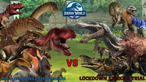 Jurassic World Alive Omega Creatures Ceratosaurus Vs Lockdown