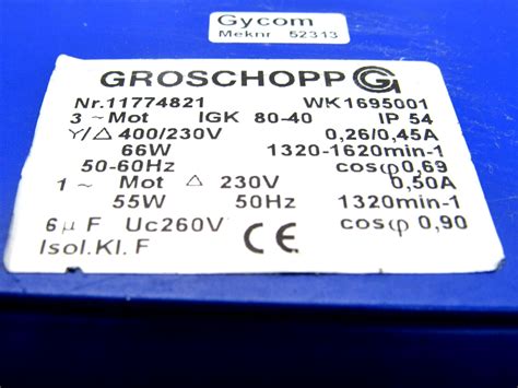 NEW GROSCHOPP WK-1695001 GEAR MOTOR WK1695001 - SB Industrial Supply, Inc.