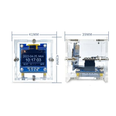 2x Esp8266 Diy Electronic Kit Mini Clock Oled Display Connect With Shell Diy Soldering Project