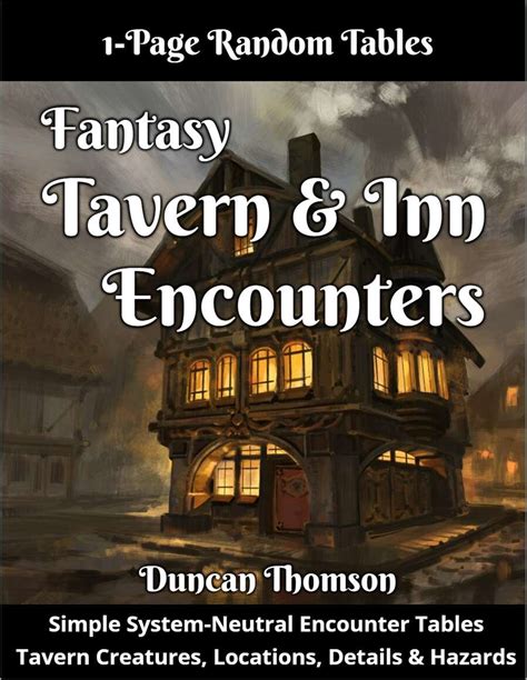 Fantasy Tavern And Inn Encounters One Page Random Tables Chaos Gen