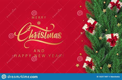 Christmas Red Background With Season Wishes And Border Frame Made Of