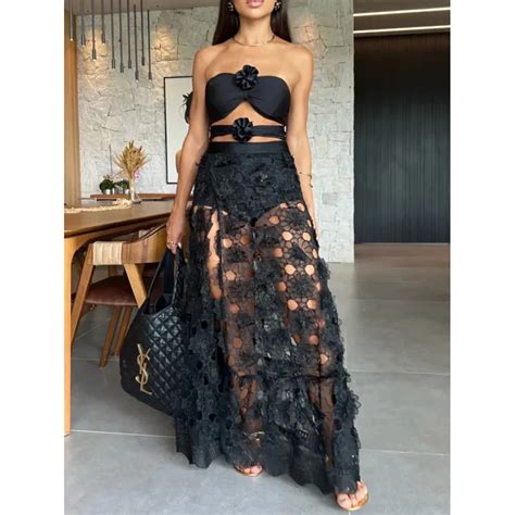 2024 3d Floral One Piece Swimsuit And Cover Up Sexy Strapless Swimwear Fashion Solid Bikini