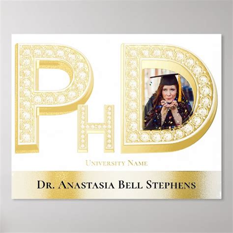 Doctorate PhD Graduation Ceremony Party Photo Gold Foil Prints | Zazzle