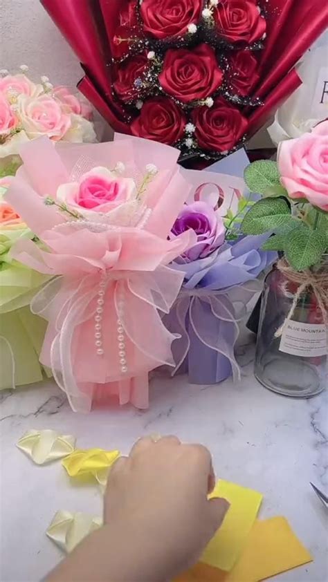 Handmade Diy Gift Ideas Ribbon Rose Flowers Bouquets Video Satin