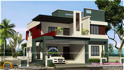 Duplex House Contemporary Style Kerala Home Design And Floor Plans