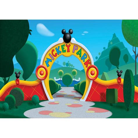 Buy Mickey Mouse Clubhouse Wall Backdrop 7x5ft Spring Geenery Mickey