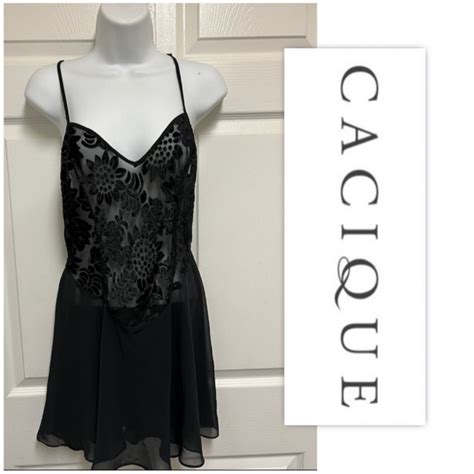 Cacique Intimates Sleepwear Cacique Lingerie Black Velour Embossed Nightgown Poshmark
