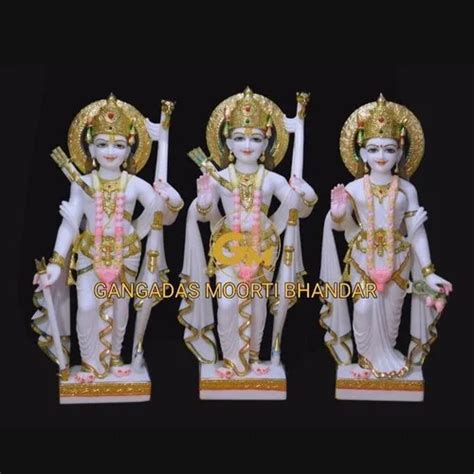 White Marble Ram Darbar Statue For Temple With Standing Position And