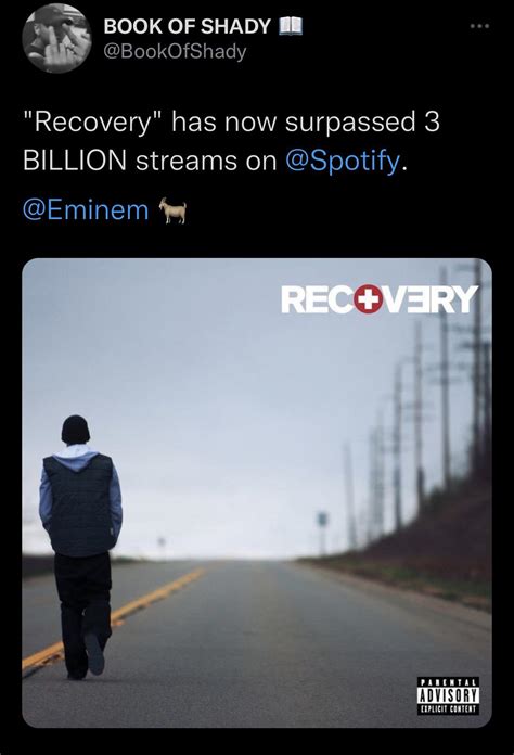 Recovery is Eminems 2nd album to reach 3 billion streams on Spotify : r ...