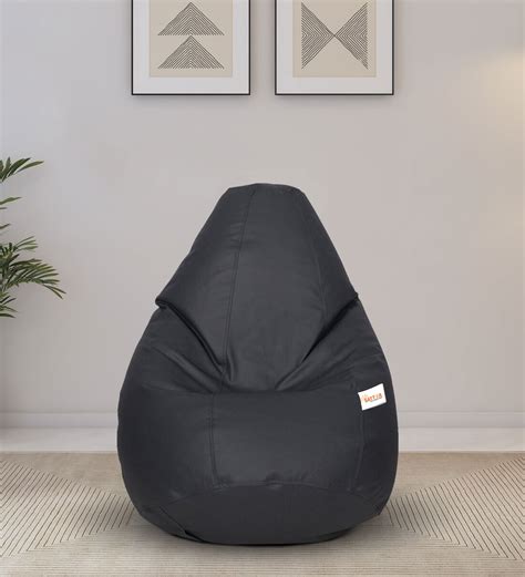 Buy Classic Xxxl Leatherette Bean Bag With Beans In Grey Colour At