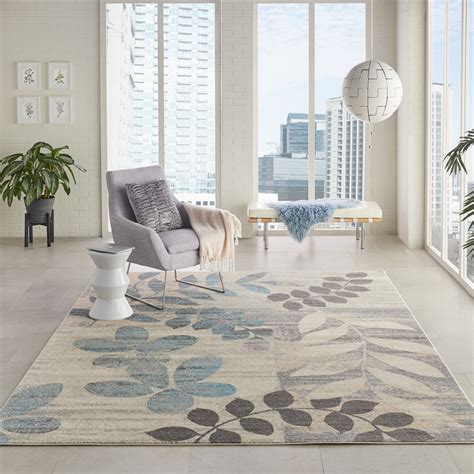 Nourison Tranquil Floral Ivory Light Blue 8 10 X 11 10 Area Rug