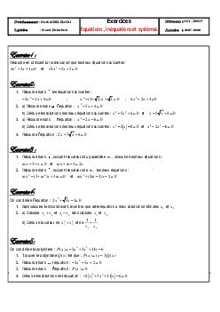 Quations In Quations Et Syst Mes Exercices Non Corrig S Alloschool