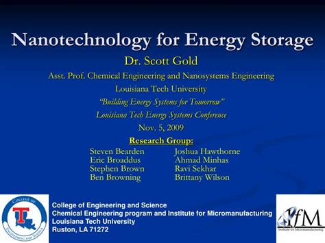 PPT - Nanotechnology for Energy Storage PowerPoint Presentation, free ...