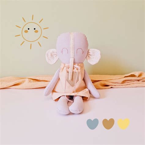 Helô Elefantinha de Pano Vestido Poá Nude Elo7