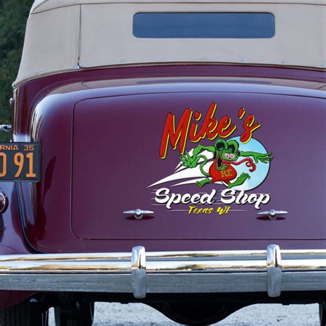 Personalized Hot Rod Rat Fink Speed Shop Vinyl Stickers Dingmun