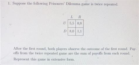 Solved Suppose The Following Prisoners Dilemma Game Is Chegg