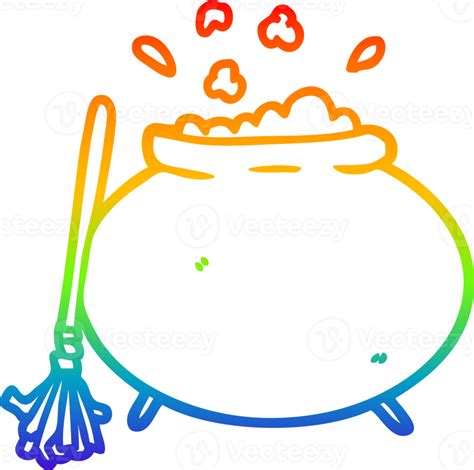 Rainbow Gradient Line Drawing Cartoon Cauldron 43395934 Png