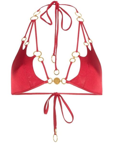 Agent Provocateur Davine Ring Embellished Bikini Top In Red Lyst Canada