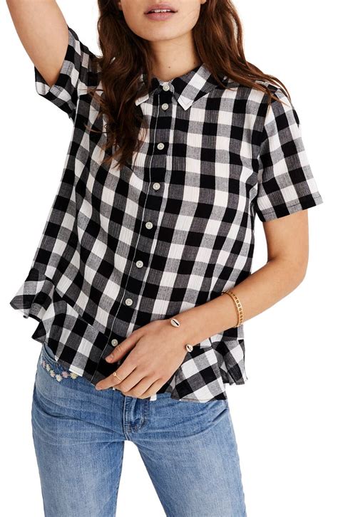 Madewell Gingham Peplum Button Down Shirt Nordstrom